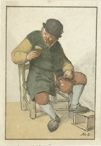水差しで座っている農民 作： Cornelis Ploos van Amstel (signed by artist)