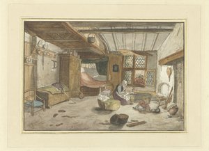 ゆりかごで女性とインテリア 作： Cornelis Ploos van Amstel