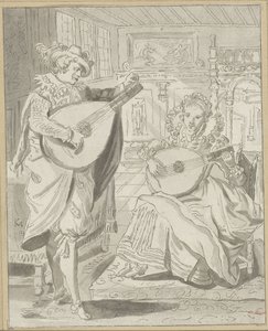 リュート演奏の紳士淑女 作： Cornelis Ploos van Amstel