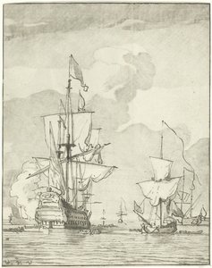 砲撃を行う軍艦 作： Cornelis Ploos van Amstel