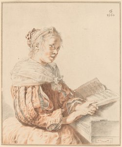 キーボードの若い女の子 作： Cornelis Ploos van Amstel