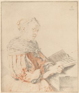 キーボードの若い女の子 作： Cornelis Ploos van Amstel