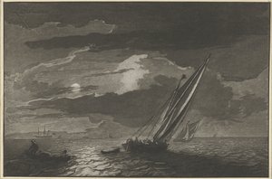 満月のある海の風景 作： Cornelis Ploos van Amstel