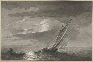 満月のある海の風景 作： Cornelis Ploos van Amstel