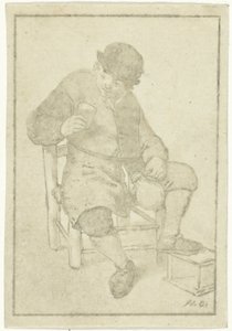 水差しで座っている農民 作： Cornelis Ploos van Amstel