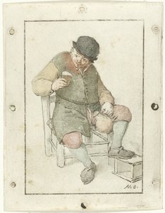水差しで座っている農民 作： Cornelis Ploos van Amstel