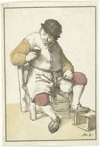水差しで座っている農民 作： Cornelis Ploos van Amstel
