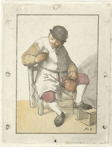 水差しで座っている農民 作： Cornelis Ploos van Amstel