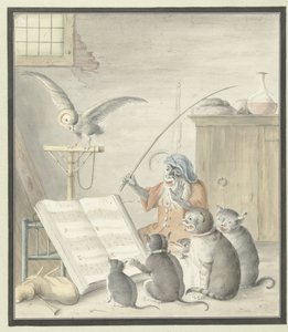 猫コンサートのあるインテリア 作： Cornelis Saftleven (possibly)