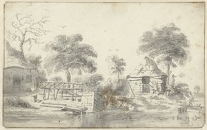 水上の納屋のある農場 作： Cornelis Saftleven