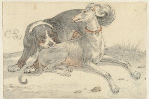 グレイハウンドとパートリッジハウンド 作： Cornelis Saftleven