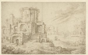 古代遺跡のある風景 作： Cornelis Saftleven