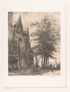 ハーメルンの市場教会の前の人々 Hamelin (オブジェクトのタイトル) 作： Cornelis Springer