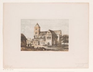 12 世紀の教会 教会の建物 12 世紀 (オブジェクトのタイトル) 作： Cornelis Springer