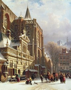 ホーフドヴァクトと大教会、ズボーレのビュー 作： Cornelis Springer