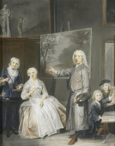 風景画家ディルク ダレンス 3 世 (1688-1753) と 2 番目の妻マリア シャーク (1766 年死去) と子供たちのアンナ (1725 年生まれ)、ウィレム (1737-60)、ヤコブス (1741-63)