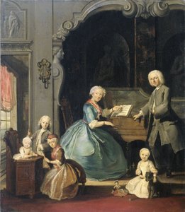 1739年のチェンバロ近くの家族グループ 作： Cornelis Troost