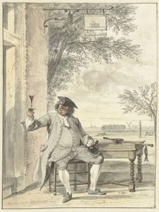 旅館De Mosse Knipの前で休んでいる歩行者 作： Cornelis Troost