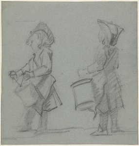 太鼓の少年の 2 つの習作 作： Cornelis Troost