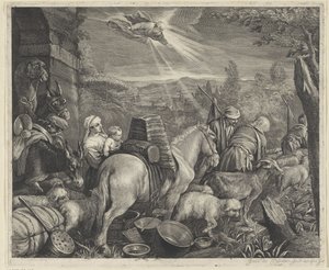 アブラハムはハランを去る 作： Cornelis Visscher (II)