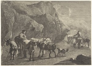 羊飼いのいる岩の多い風景 作： Cornelis Visscher (II)