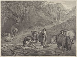 水辺の洗濯女と羊飼い 作： Cornelis Visscher (II)