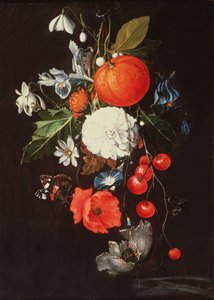 果物と花のある静物 作： Cornelis de Heem