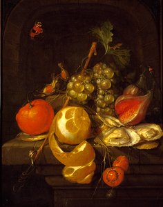 果物とカキのある静物、1650年代半ば 作： Cornelis de Heem