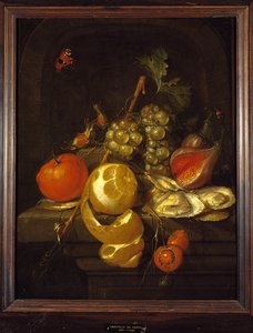 1650年代半ば、果物とカキのある静物