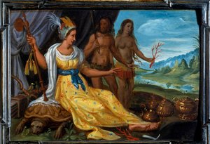 世界の4つの部分。アメリカコルネリス・デ・ベリュール（1607-1671）の絵画、フランドル派 作： Cornelis de I Baellieur