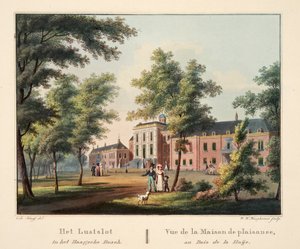 ボッシュのラストスロットボッシュ。 Vue de la Maison de plaisance、au Bois de la Haije、1825年（手描きの彫刻） 作： Cornelis de Kruyff