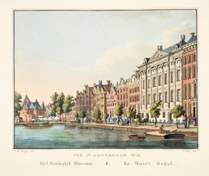Vue d&39;Amsterdam No. 11。コニングリク博物館。 LeMuséeRoijal、1825年（手描きの彫刻） 作： Cornelis de Kruyff