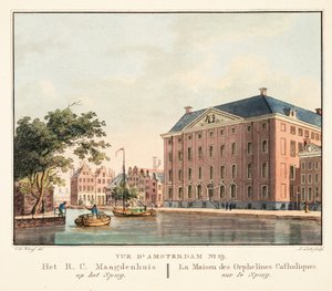 アムステルダムNo.19の眺め。 Het RC Maagdenhuis op het Spuij。スプイジのカトリック孤児院、1825年（手描きの彫刻） 作： Cornelis de Kruyff