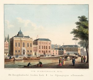 アムステルダムNo.31の眺め。 Hoogduitsche Jooden Kerk著。 1825年のドイツのSijnagogue（手塗りの彫刻） 作： Cornelis de Kruyff