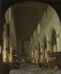 合唱団から門に向かってデルフトの旧教会の内部 作： Cornelis de Man (attributed to)