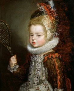 ラケットを持つ子供の肖像」（油彩・パネル 作： Cornelis de Vos
