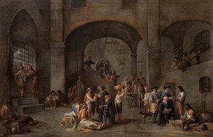 囚人の訪問（慈悲の7つの作品のサイクルから）。 1640年頃 作： Cornelis de Wael