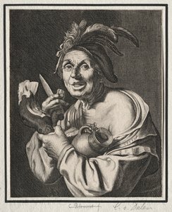 ハムを持つ男、ただ切る 作： Cornelis van Dalen