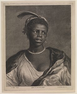 真珠のネックレスを持つアフリカの女性の肖像 作： Cornelis van Dalen