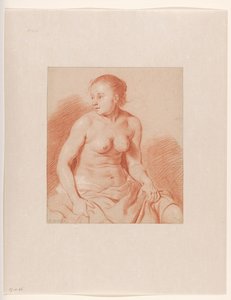 座っている女性のヌード 作： Cornelis van Poelenburch