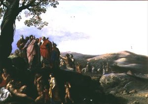 岩から水を汲むモーゼ 作： Cornelis van Poelenburgh or Poelenburch