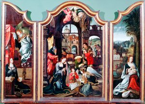 「羊飼いの崇拝」、トリプティク、15 世紀後半から 16 世紀初頭 作： Cornelius Engebrechtsz