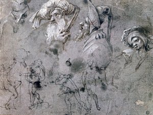 「表情のある頭の研究」、c1468-1533 作： Cornelius Engebrechtsz