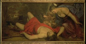 アドニスの死に泣くヴィーナス（キャンバスに油彩） 作： Cornelius Holsteyn