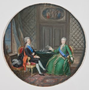 フレドリクスハムン1783年のグスタフ3世とカトリーヌ2世の王（羊皮紙に水彩） 作： Cornelius Hoyer