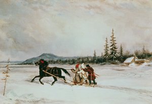 住民そり、1855年頃 作： Cornelius Krieghoff
