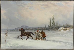 住民そり、1855年頃 作： Cornelius Krieghoff