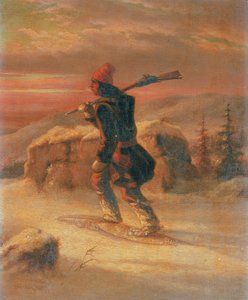 雪の中でインディアンハンター 作： Cornelius Krieghoff