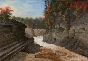 川の峡谷、秋 作： Cornelius Krieghoff