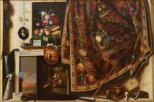 だまし絵。 アーティストのスタジオのキャビネット 作： Cornelius Norbertus Gijsbrechts